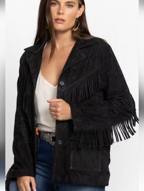 Johnny Was Italian Suede Fringe Jacket